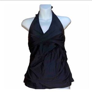 Tempt Me Women’s (M) Black Swimsuit Twist Front Halter Top. NWT